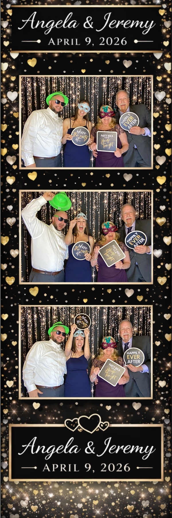 Guests having fun with photo booth props