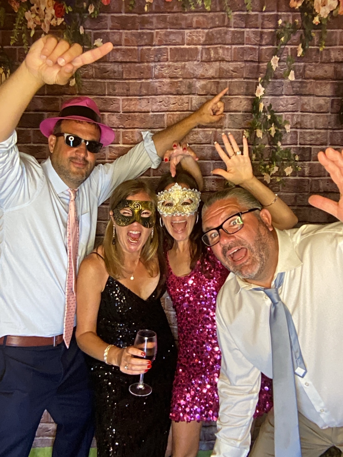 Guests celebrating together in the photo booth