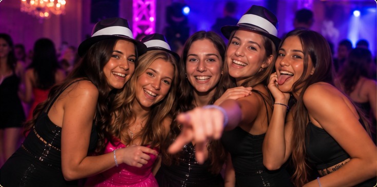 DJ performing under colorful lighting at a Sweet 16 celebration